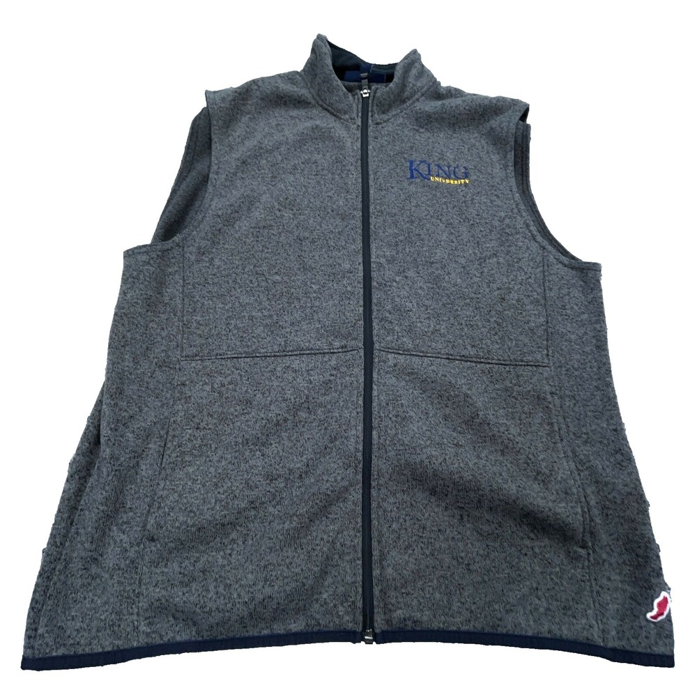King University Vest Men XL Gray Fleece Sweater Jacket Collage Heather Adult